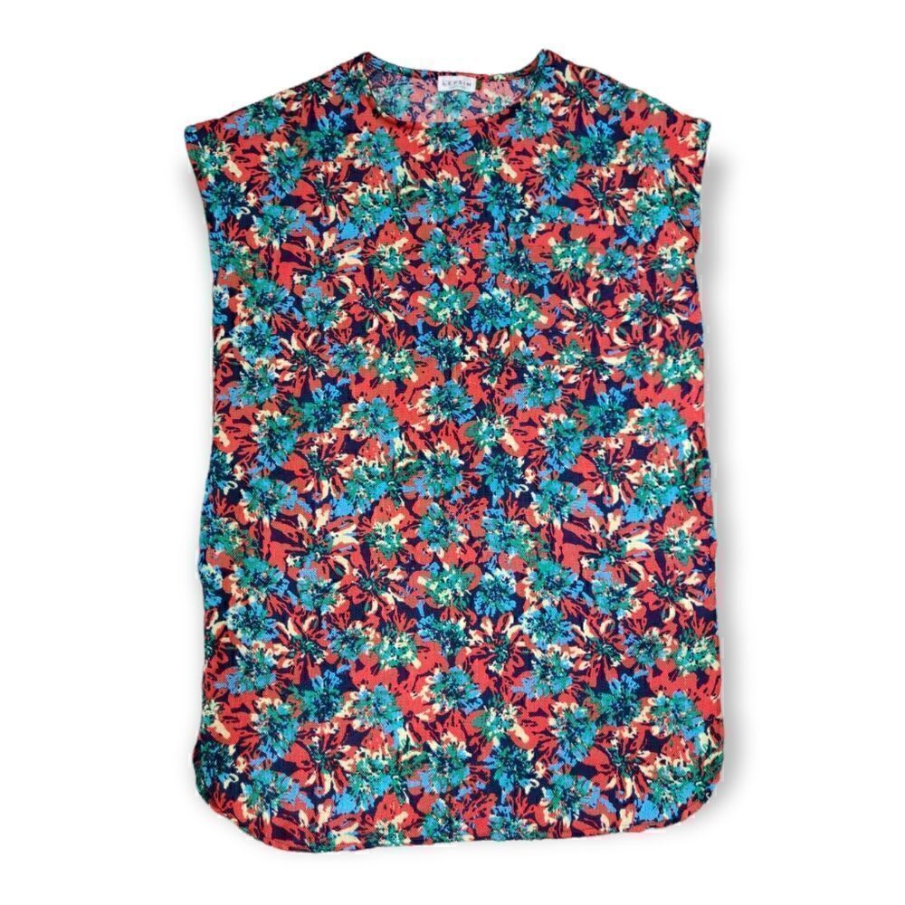 💥 LEPSIM LOWRYS FARM FLORAL MULTI COLOR TUNIC MINI DRESS WITH POCKETS SIZE M/L